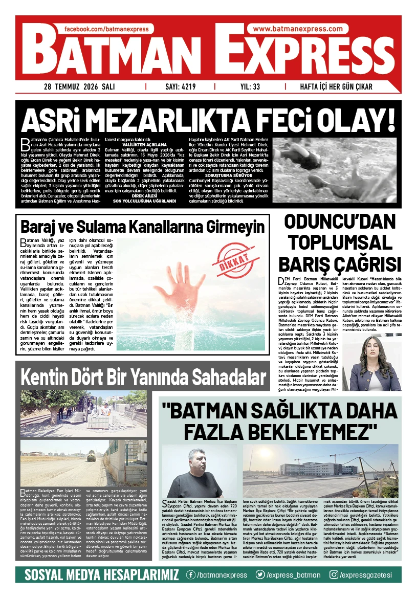 28 TEMMUZ 2026 SALI