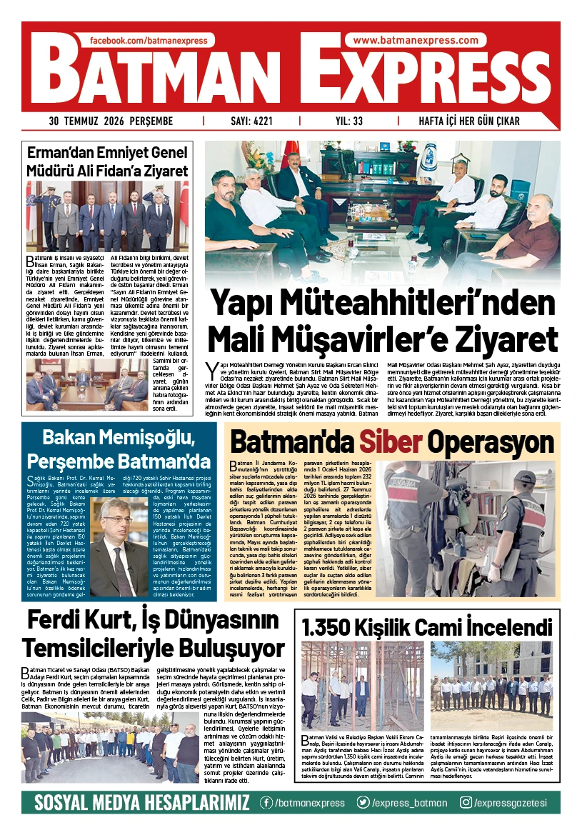 30 TEMMUZ 2026 PERŞEMBE
