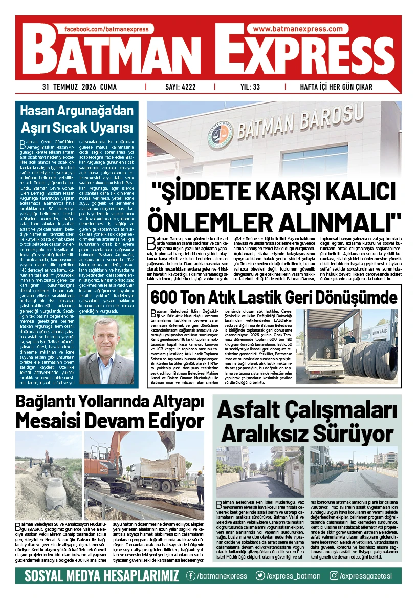 31 TEMMUZ 2026 CUMA
