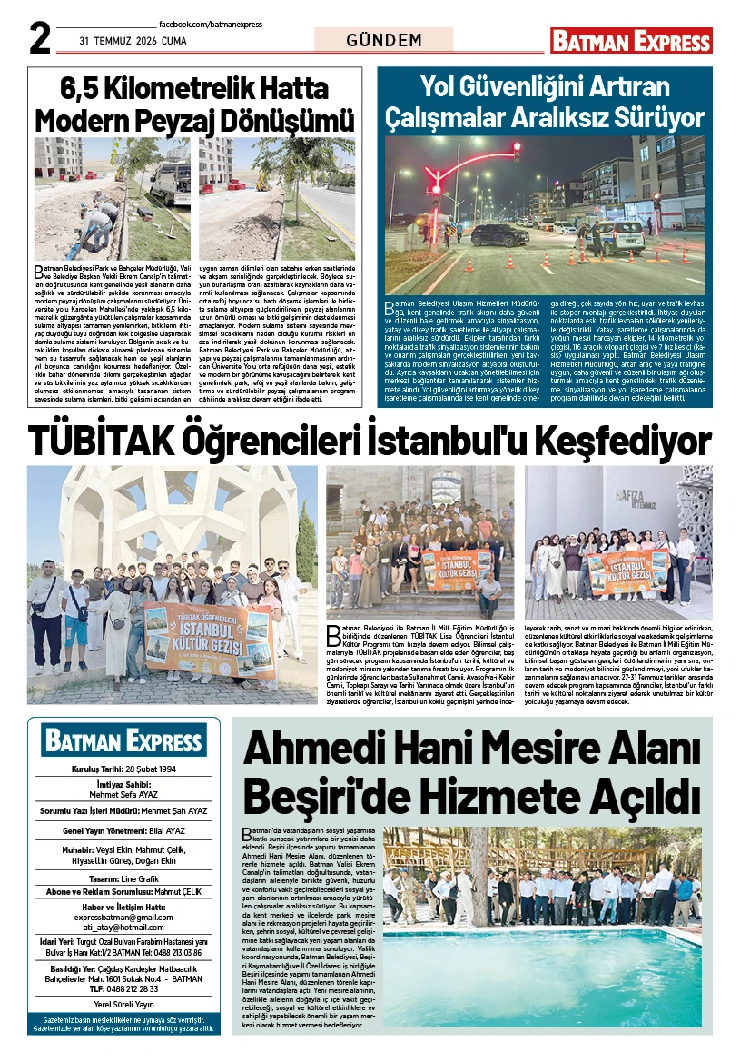 31 TEMMUZ 2026 CUMA