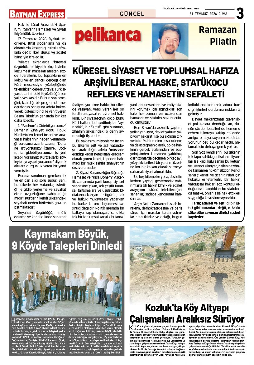31 TEMMUZ 2026 CUMA