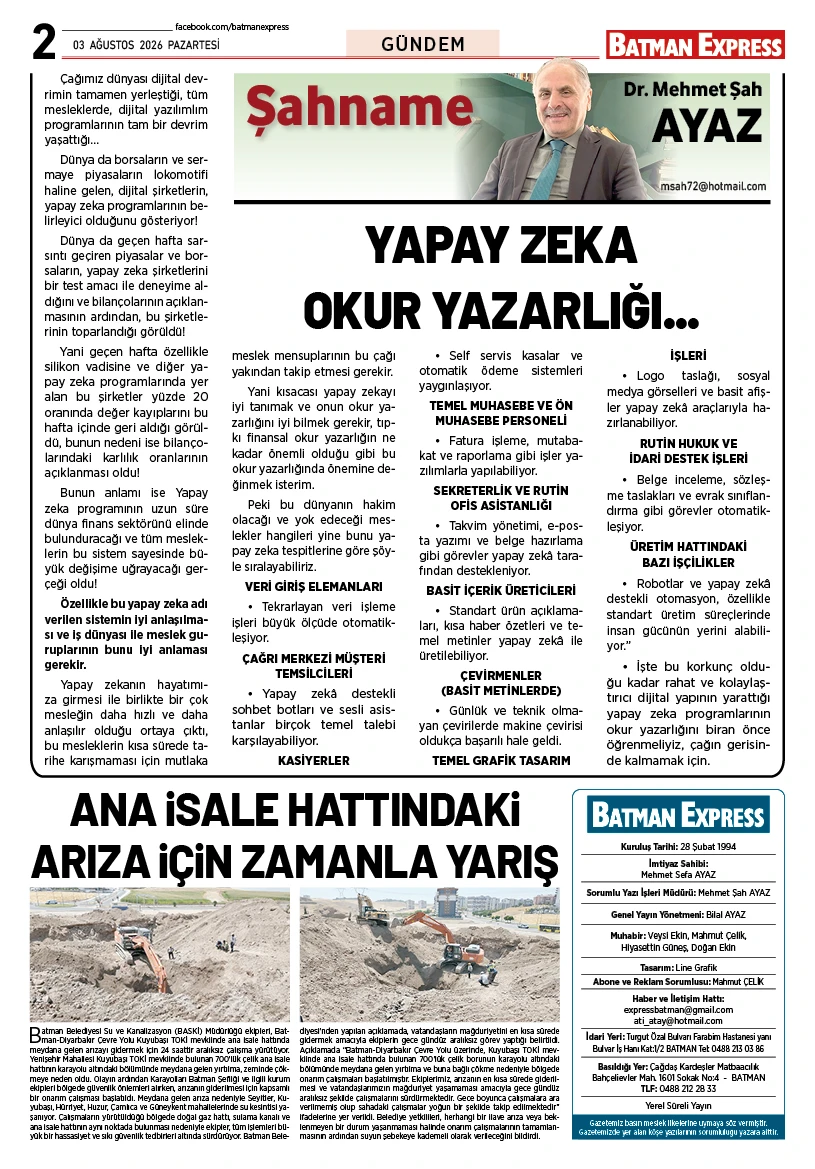 03 AĞUSTOS 2026 PAZARTESİ