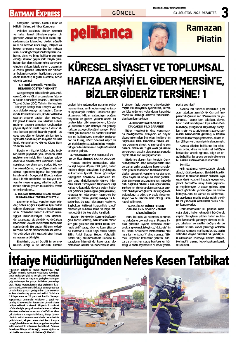 03 AĞUSTOS 2026 PAZARTESİ