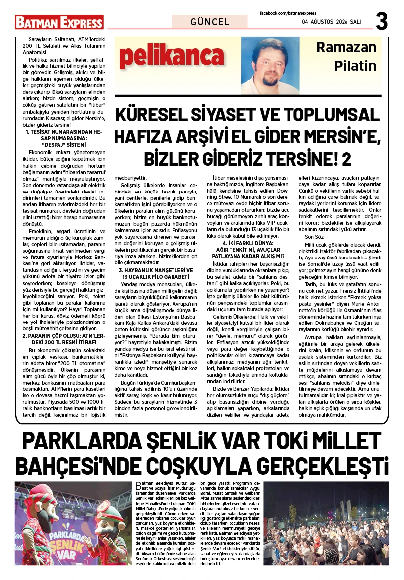 04 AĞUSTOS 2026 SALI