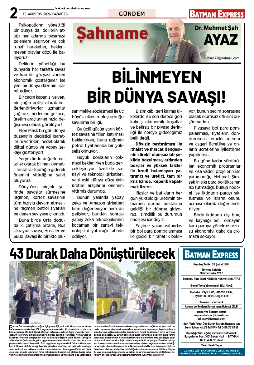 10 AĞUSTOS 2026 PAZARTESİ