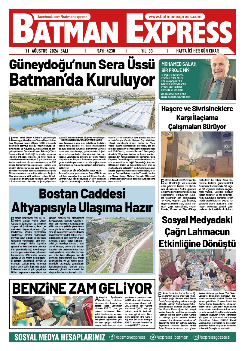 11 AĞUSTOS 2026 SALI