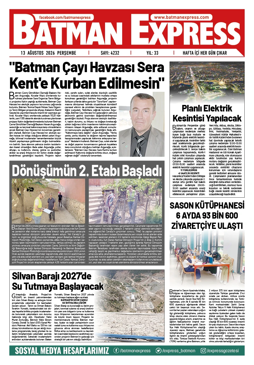 13 AĞUSTOS 2026 PERŞEMBE