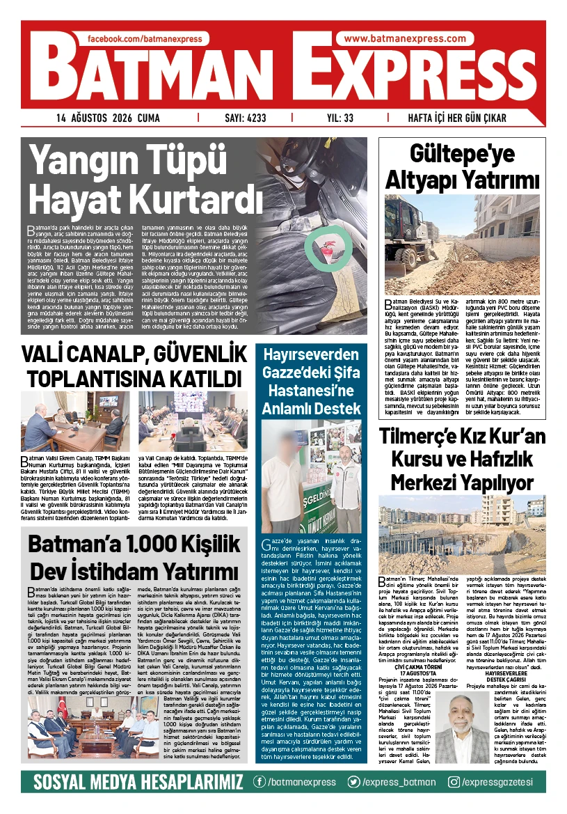 14 AĞUSTOS 2026 CUMA