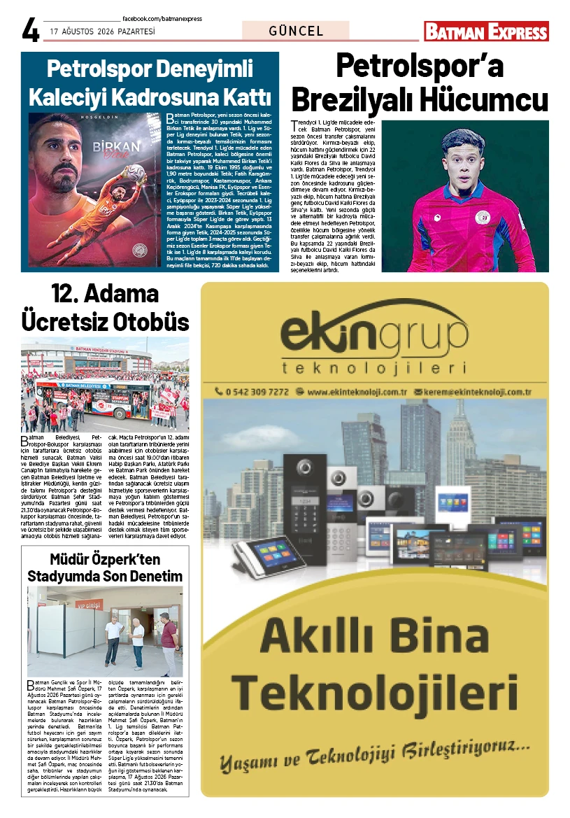 17 AĞUSTOS 2026 PAZARTESİ