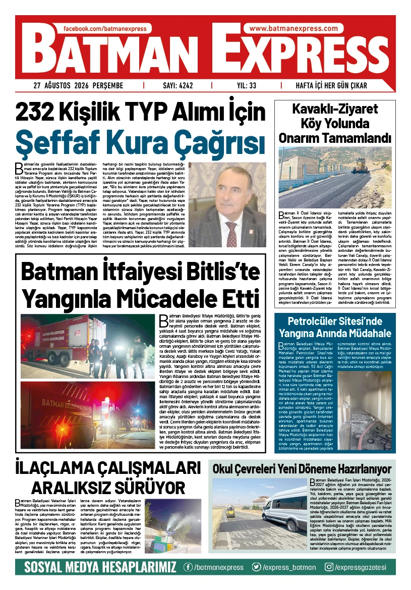 27 AĞUSTOS 2026 PERŞEMBE