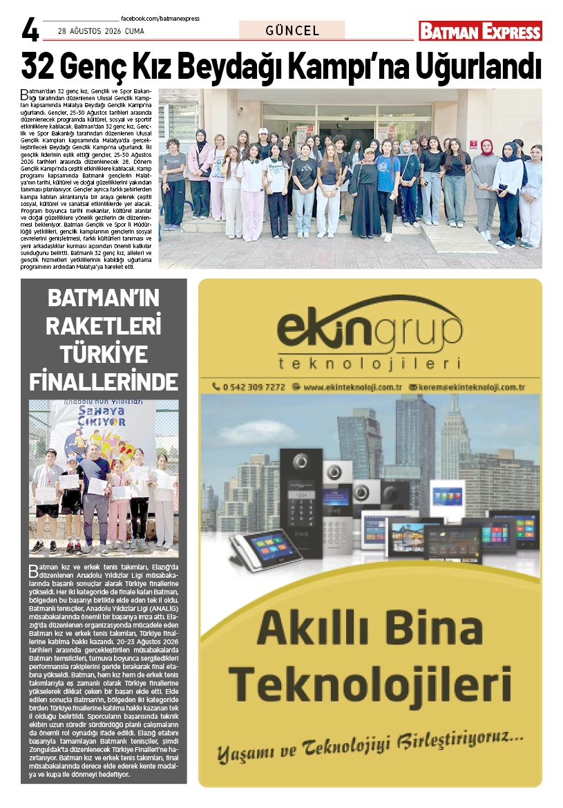 28 AĞUSTOS 2026 CUMA