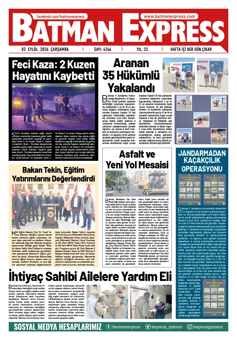 02 EYLÜL 2026 ÇARŞAMBA