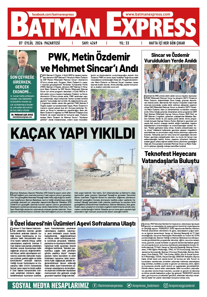 07 EYLÜL 2026 PAZARTESİ