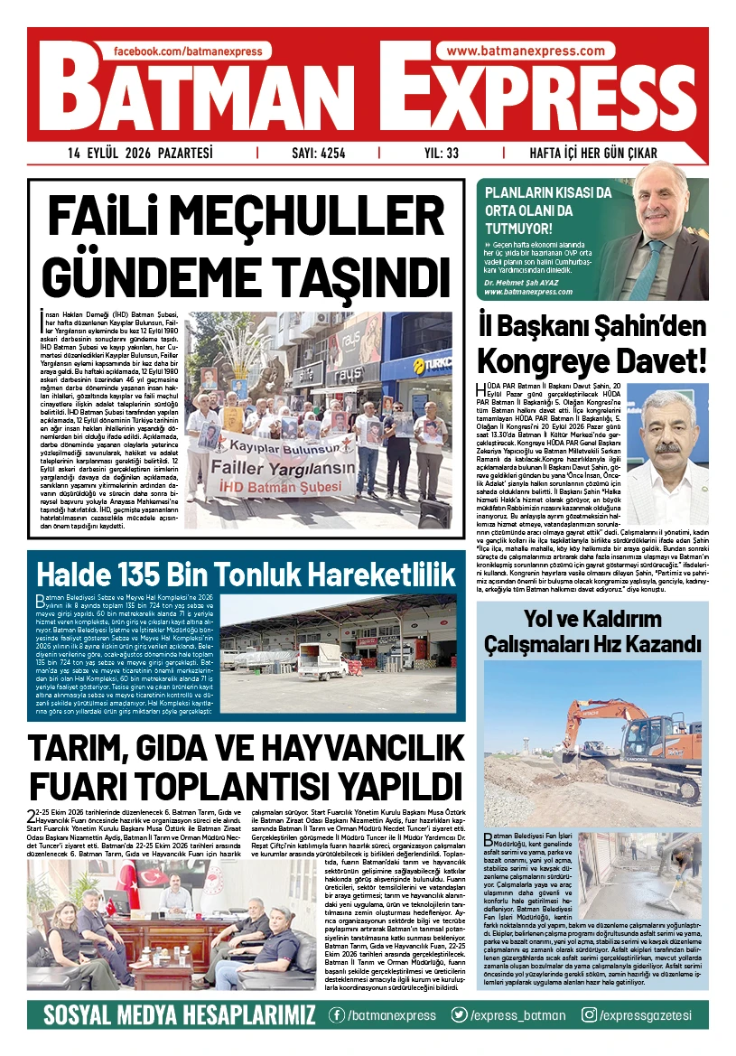 14 EYL&Uuml;L 2026 PAZARTESİ