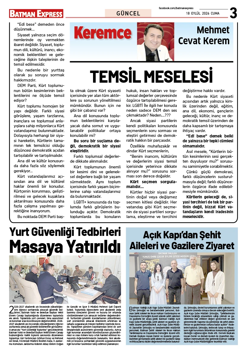 18 EYLÜL 2026 CUMA