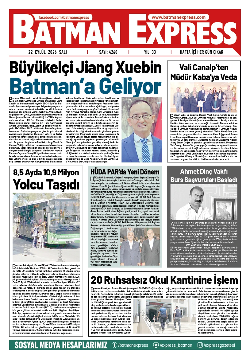 22 EYLÜL 2026 SALI