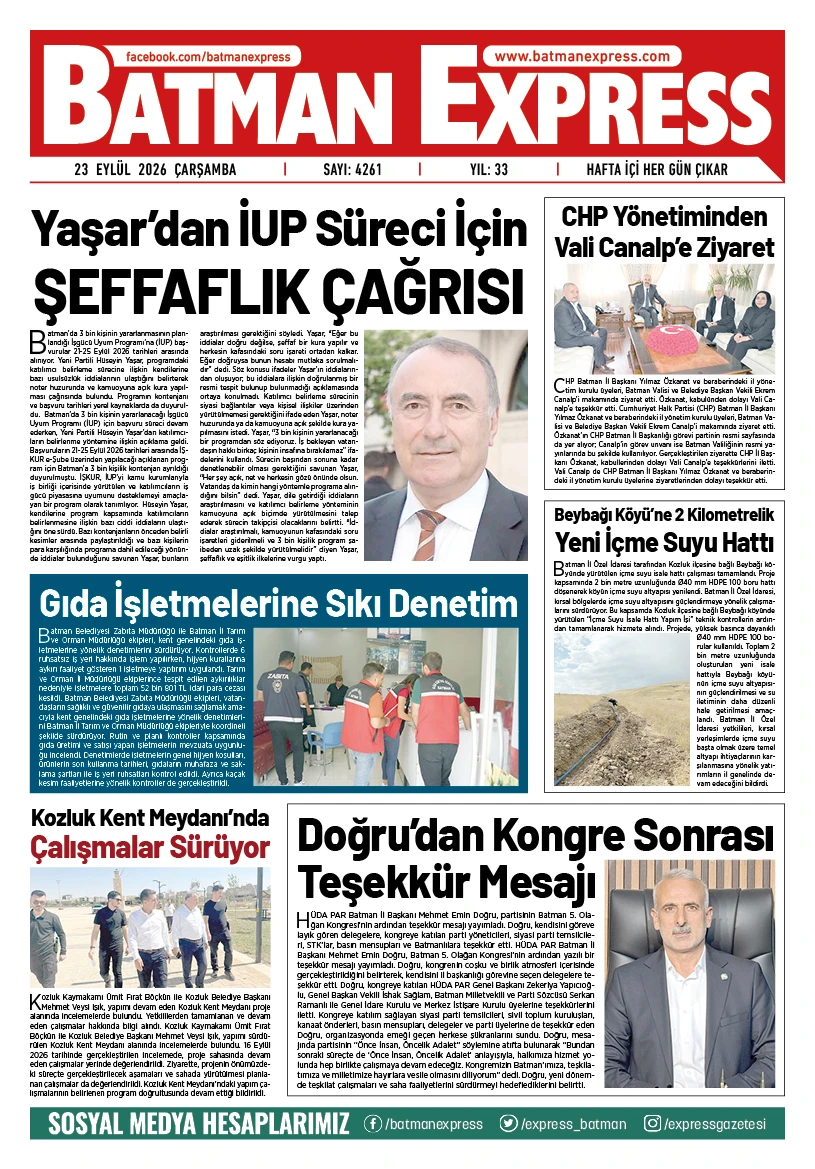 23 EYLÜL 2026 ÇARŞAMBA