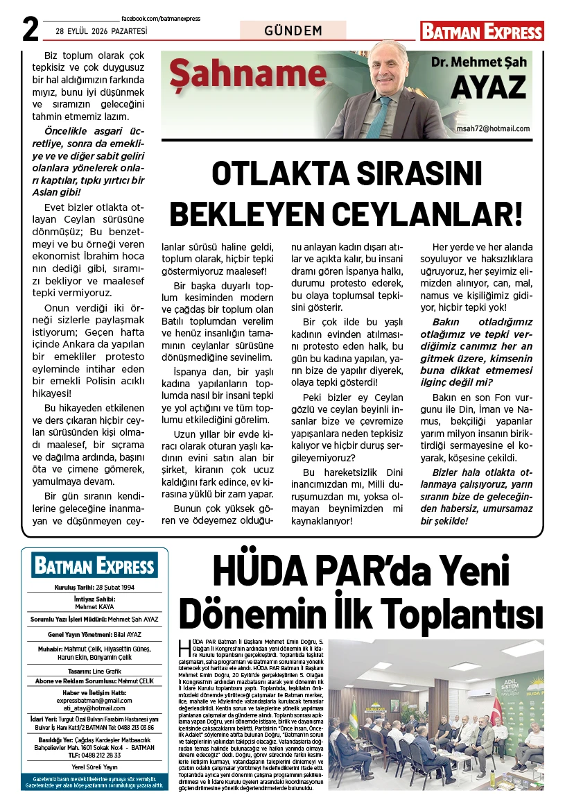 28 EYLÜL 2026 PAZARTESİ