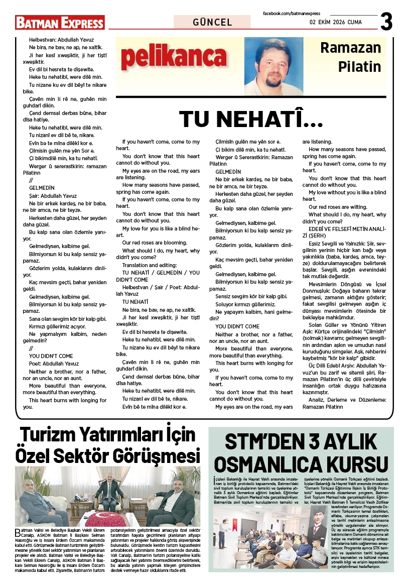 02 EKİM 2026 CUMA