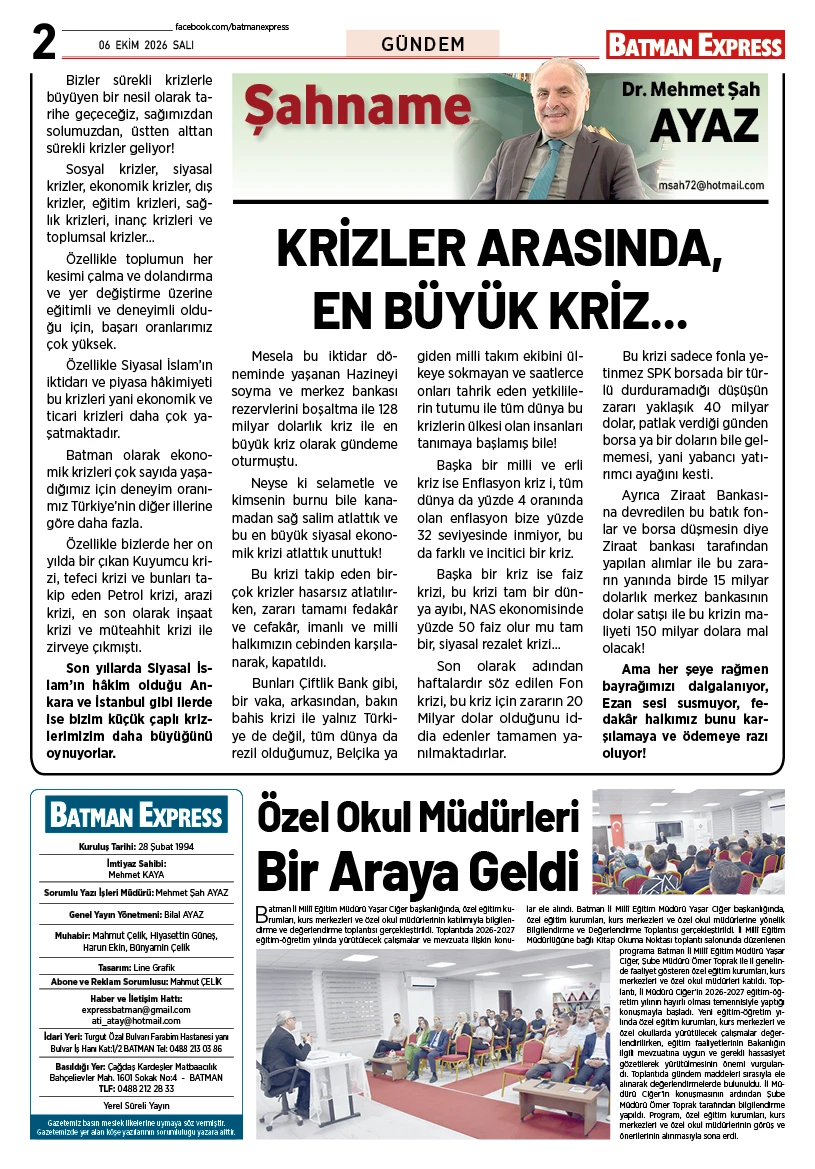 06 EKİM 2026 SALI