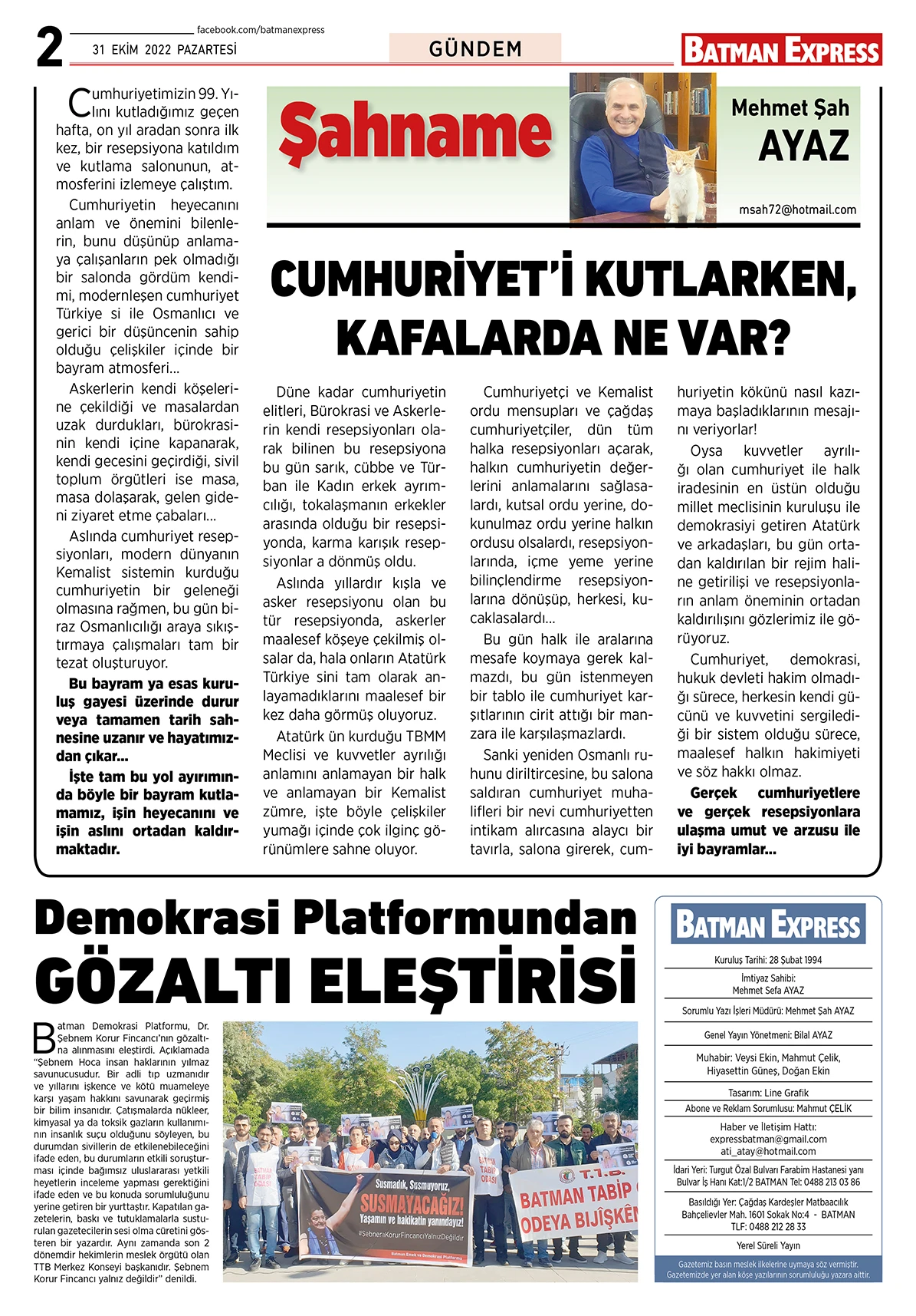 31 EKİM 2022 PAZARTESİ 