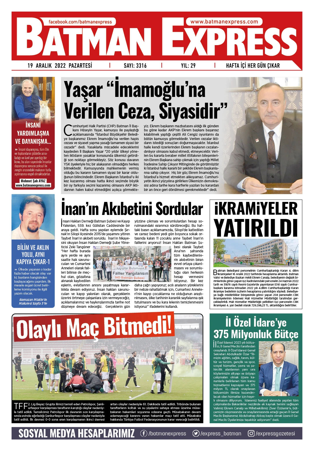 19 ARALIK 2022 PAZARTESİ