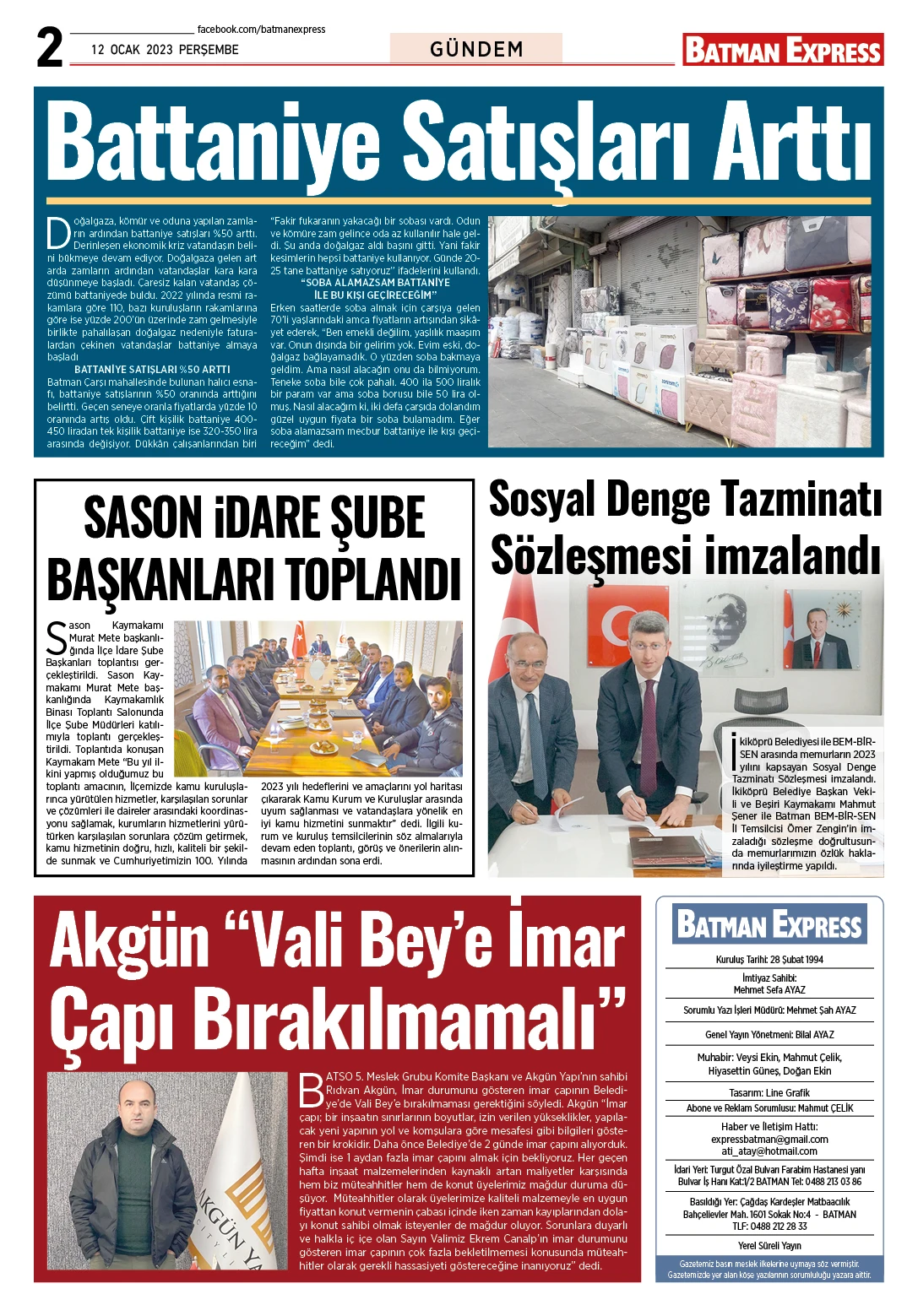 12 OCAK 2023 PERŞEMBE