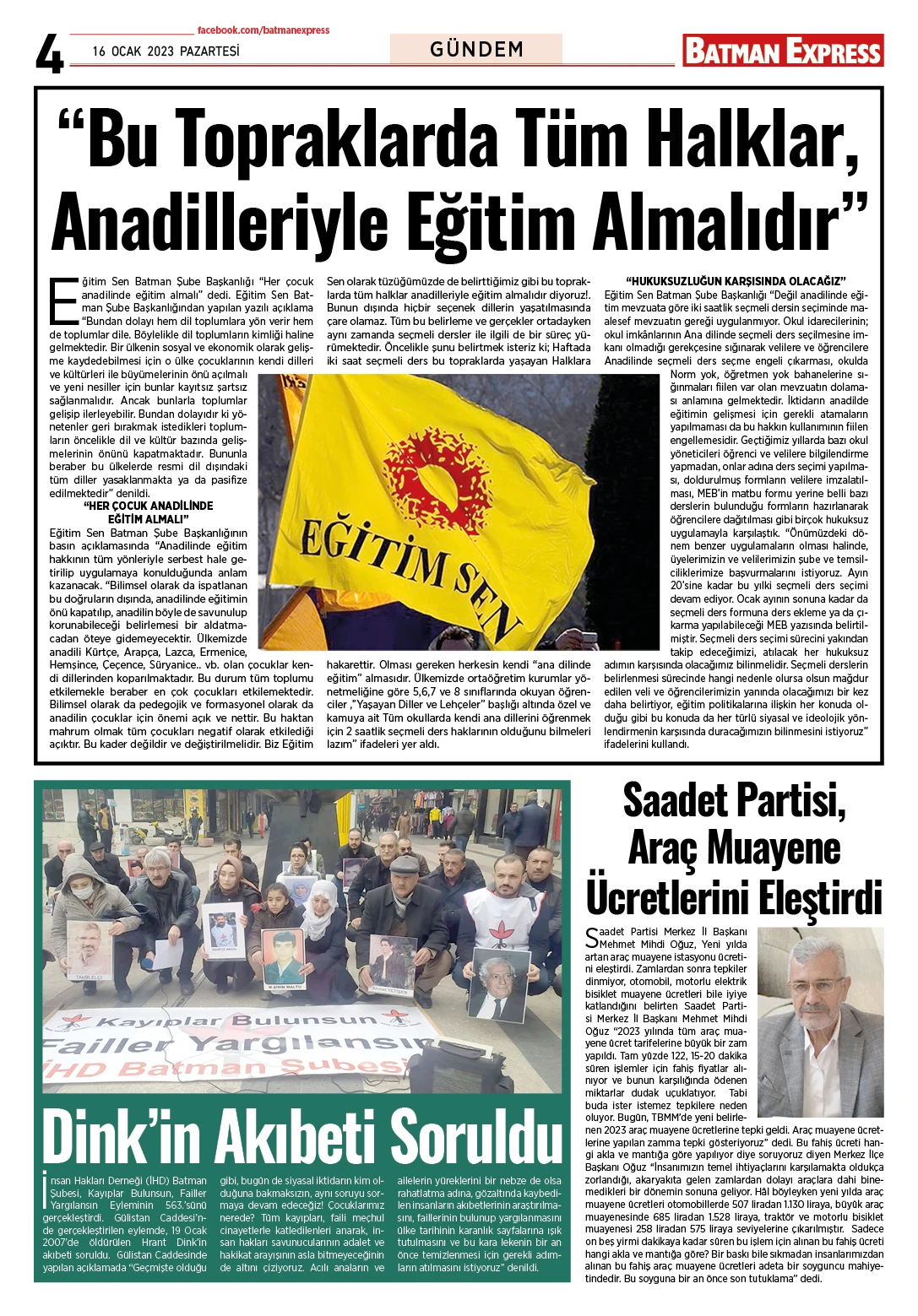 16 OCAK 2023 PAZARTESİ