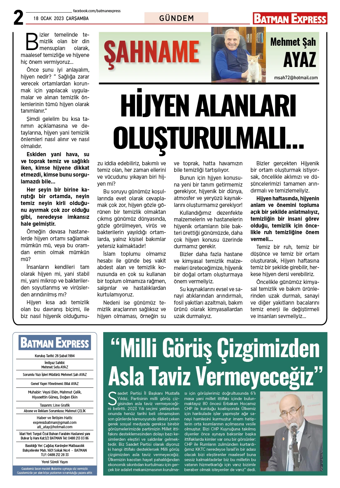 18 OCAK 2023 ÇARŞAMBA