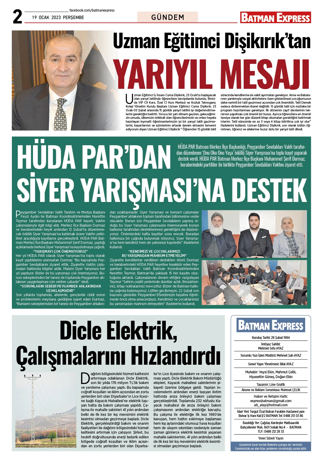 19 OCAK 2023 PERŞEMBE