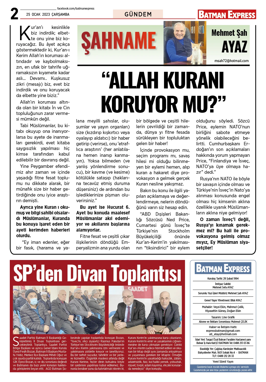 25 OCAK 2023 ÇARŞAMBA