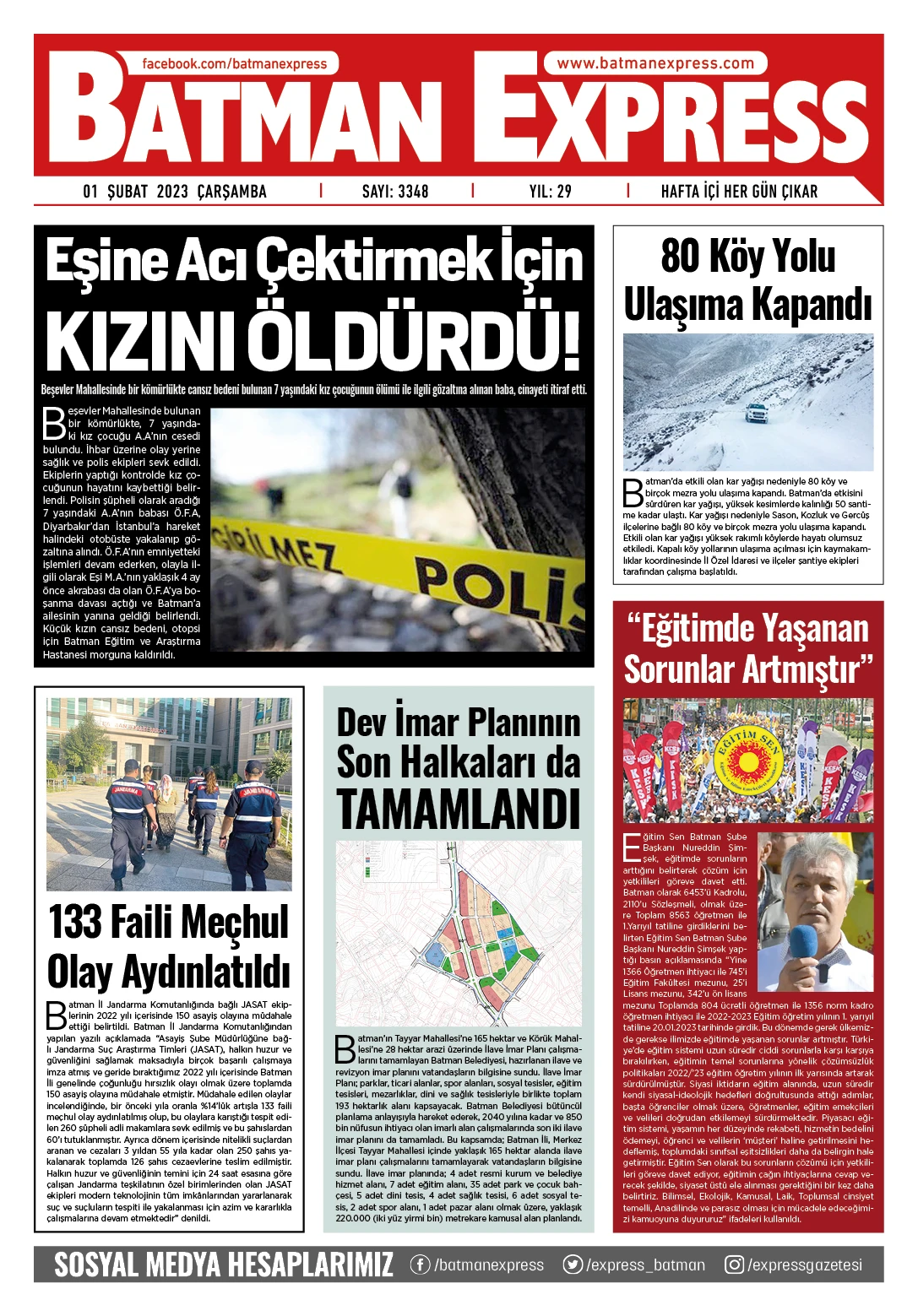 01 ŞUBAT 2023 &Ccedil;ARŞAMBA