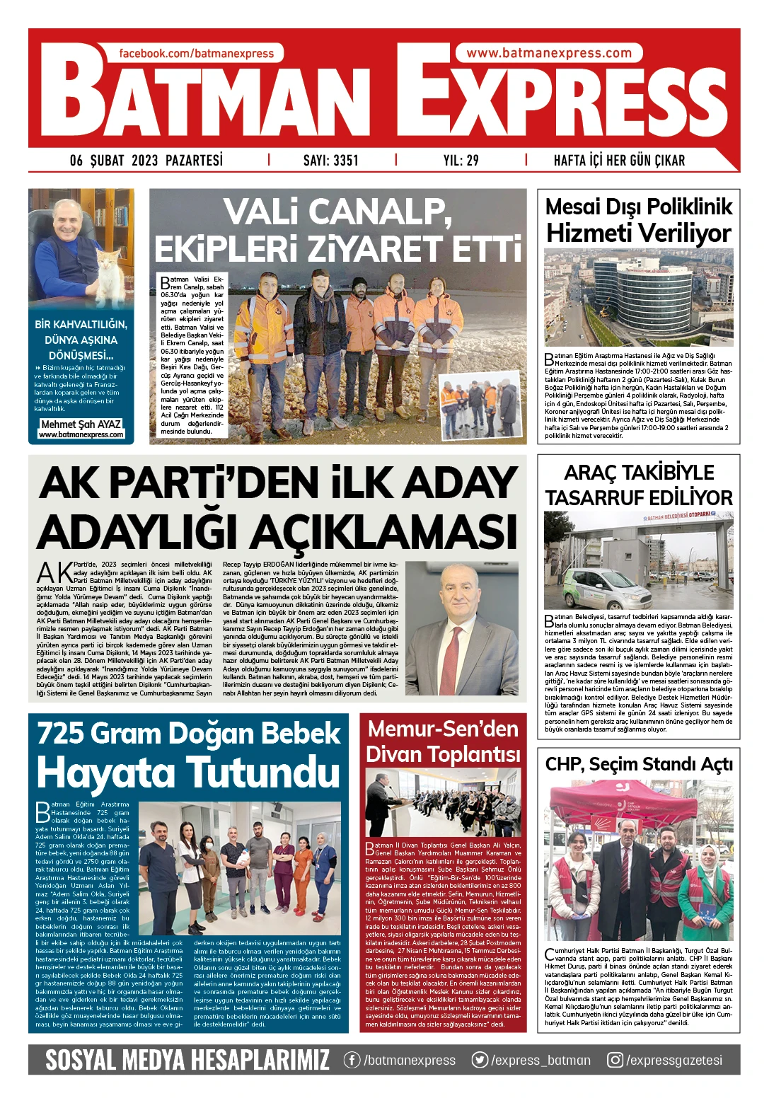 06 ŞUBAT 2023 PAZARTESİ