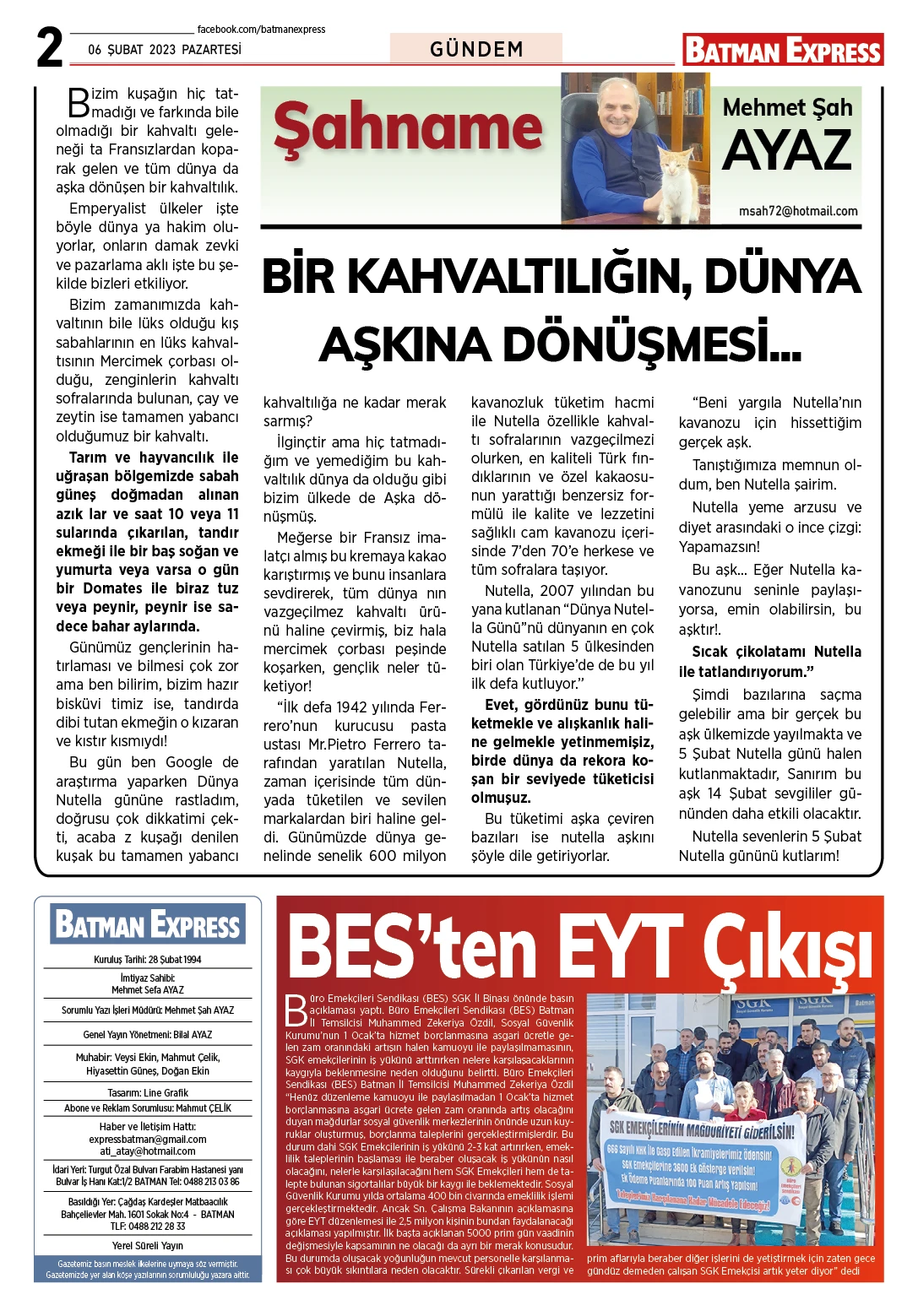 06 ŞUBAT 2023 PAZARTESİ