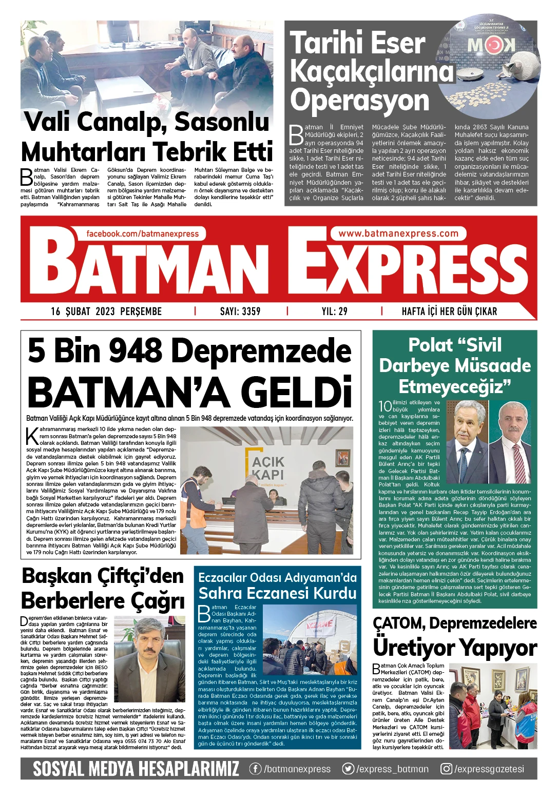 16 ŞUBAT 2023 PERŞEMBE