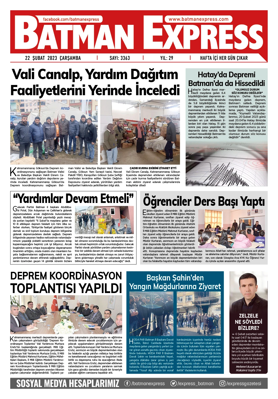 22 ŞUBAT 2023 &Ccedil;ARŞAMBA