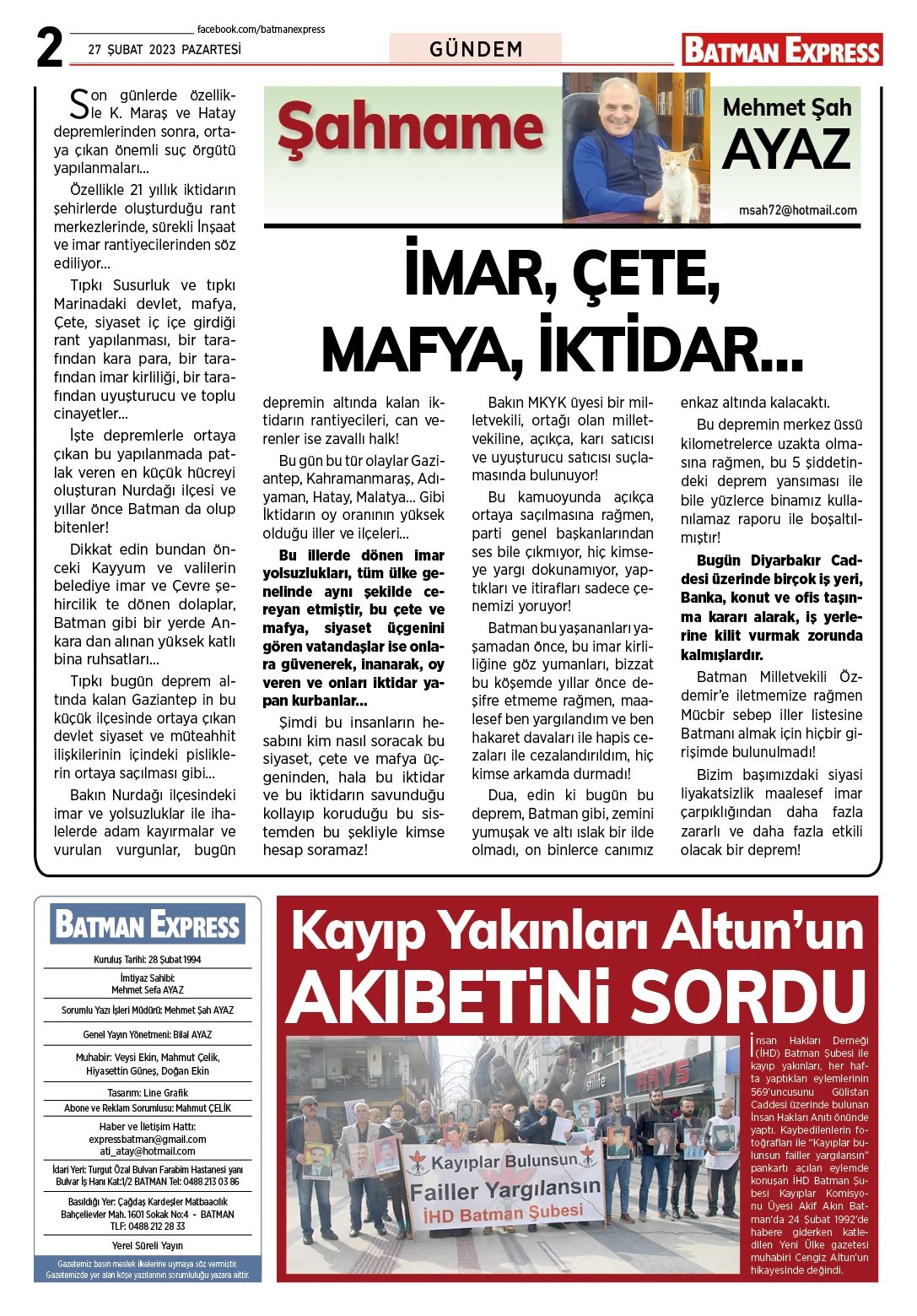 27 ŞUBAT 2023 PAZARTESİ