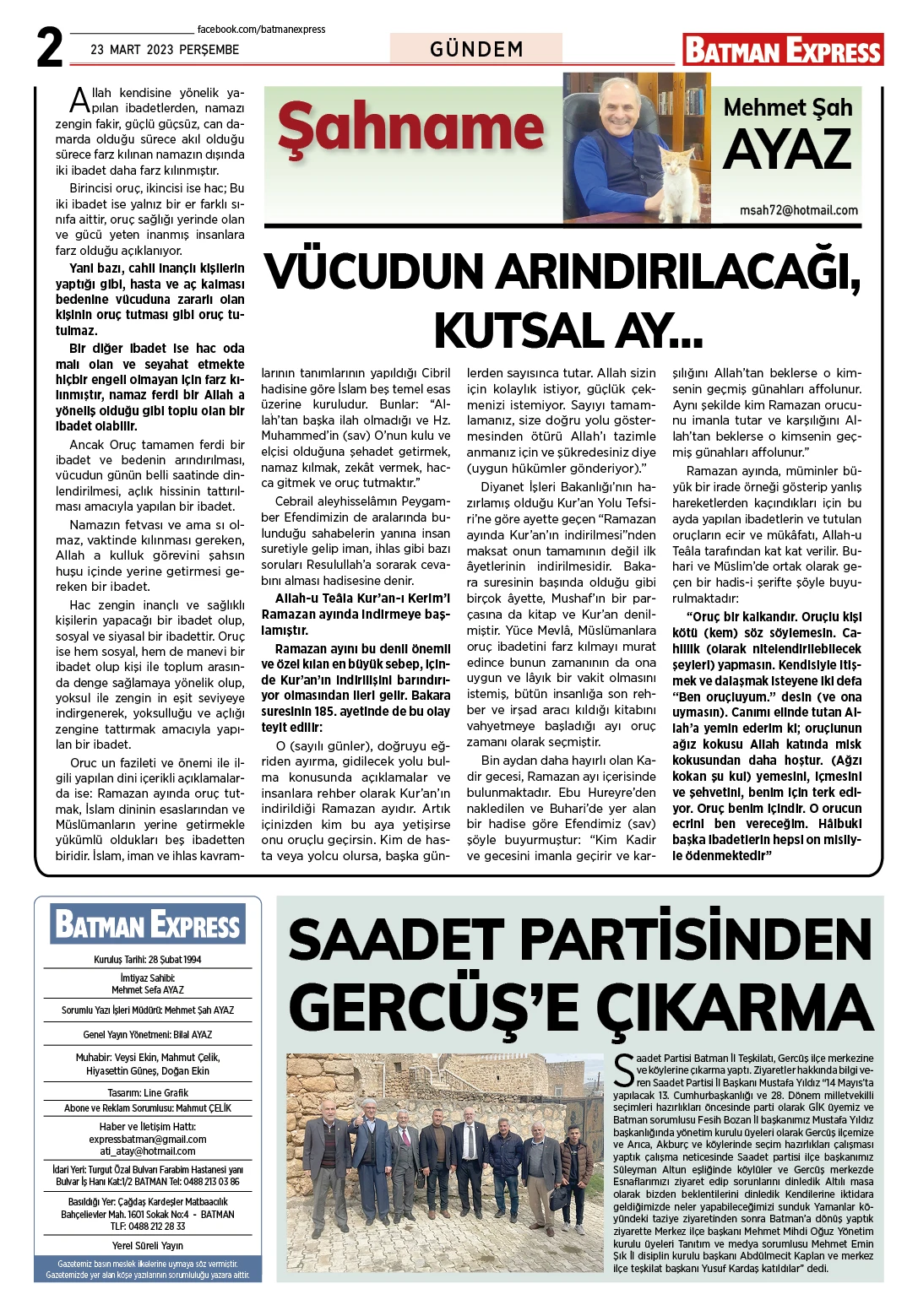 23 MART 2023 PERŞEMBE