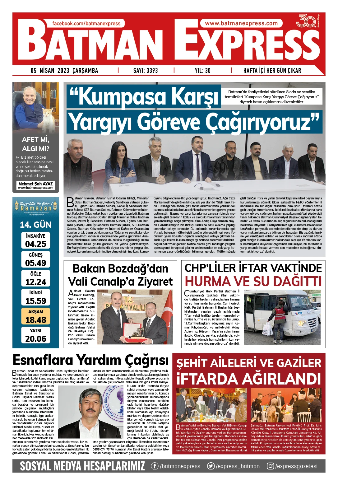 05 NİSAN 2023 &Ccedil;ARŞAMBA