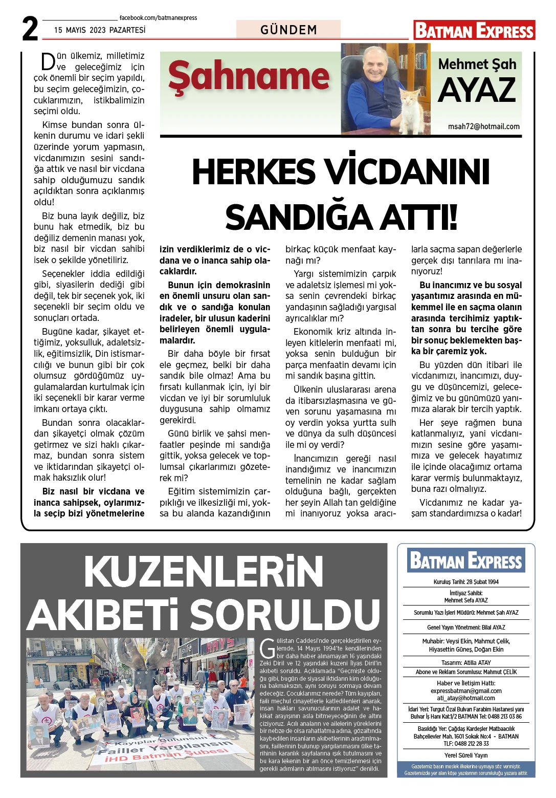 15 MAYIS 2023 PAZARTESİ