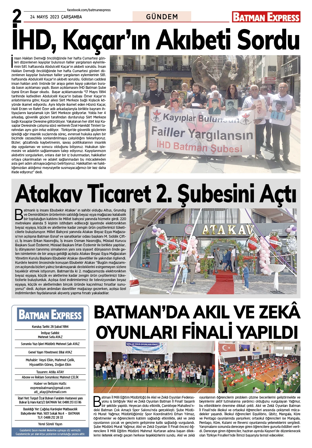 24 MAYIS 2023 ÇARŞAMBA