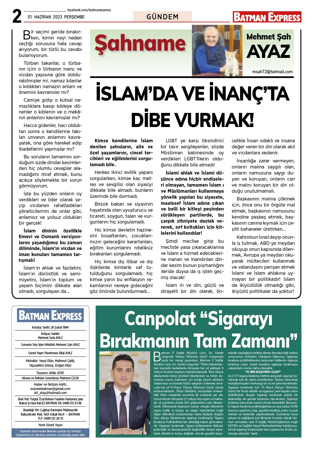 01 HAZİRAN 2023 PERŞEMBE