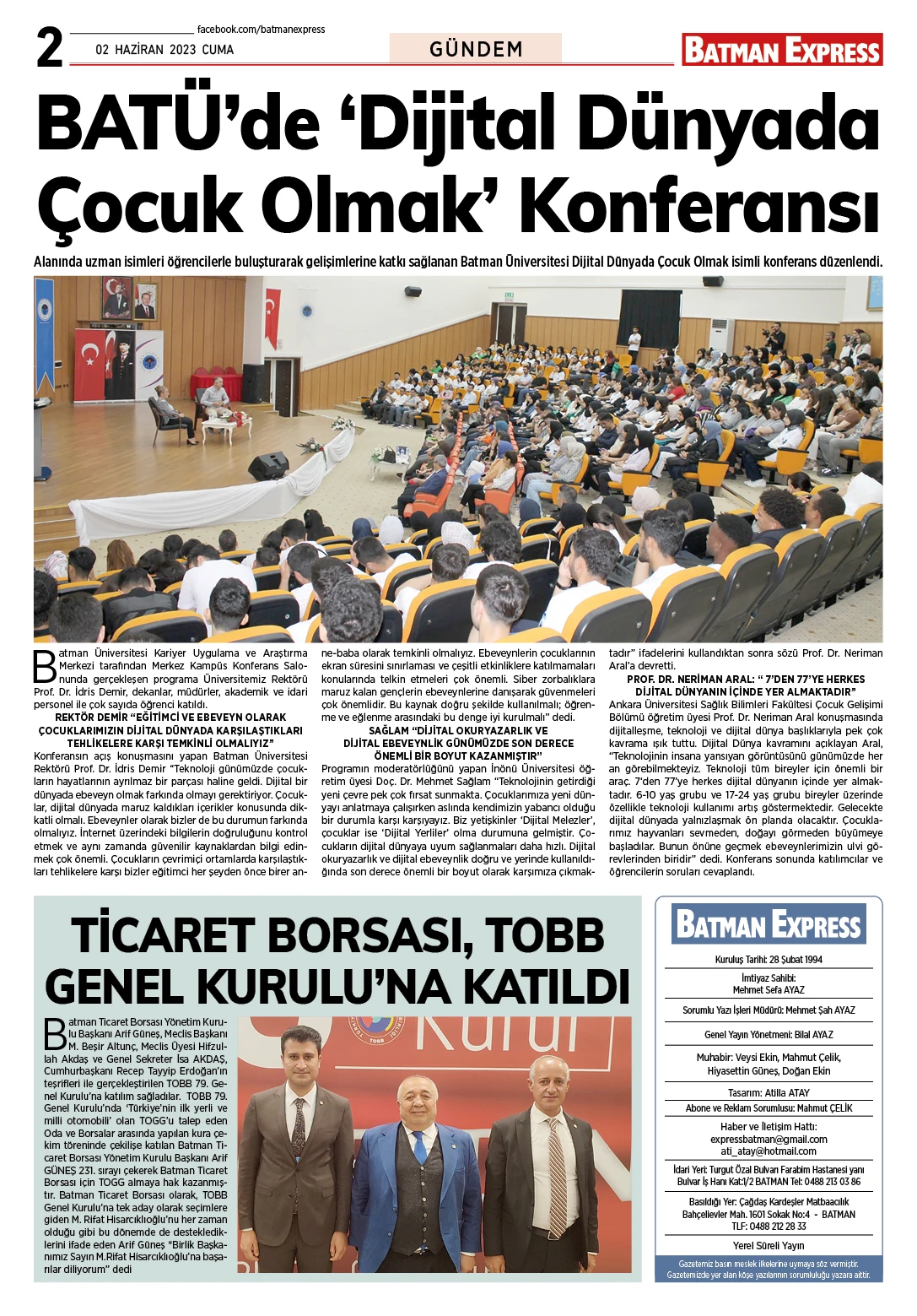 02 HAZİRAN 2023 CUMA