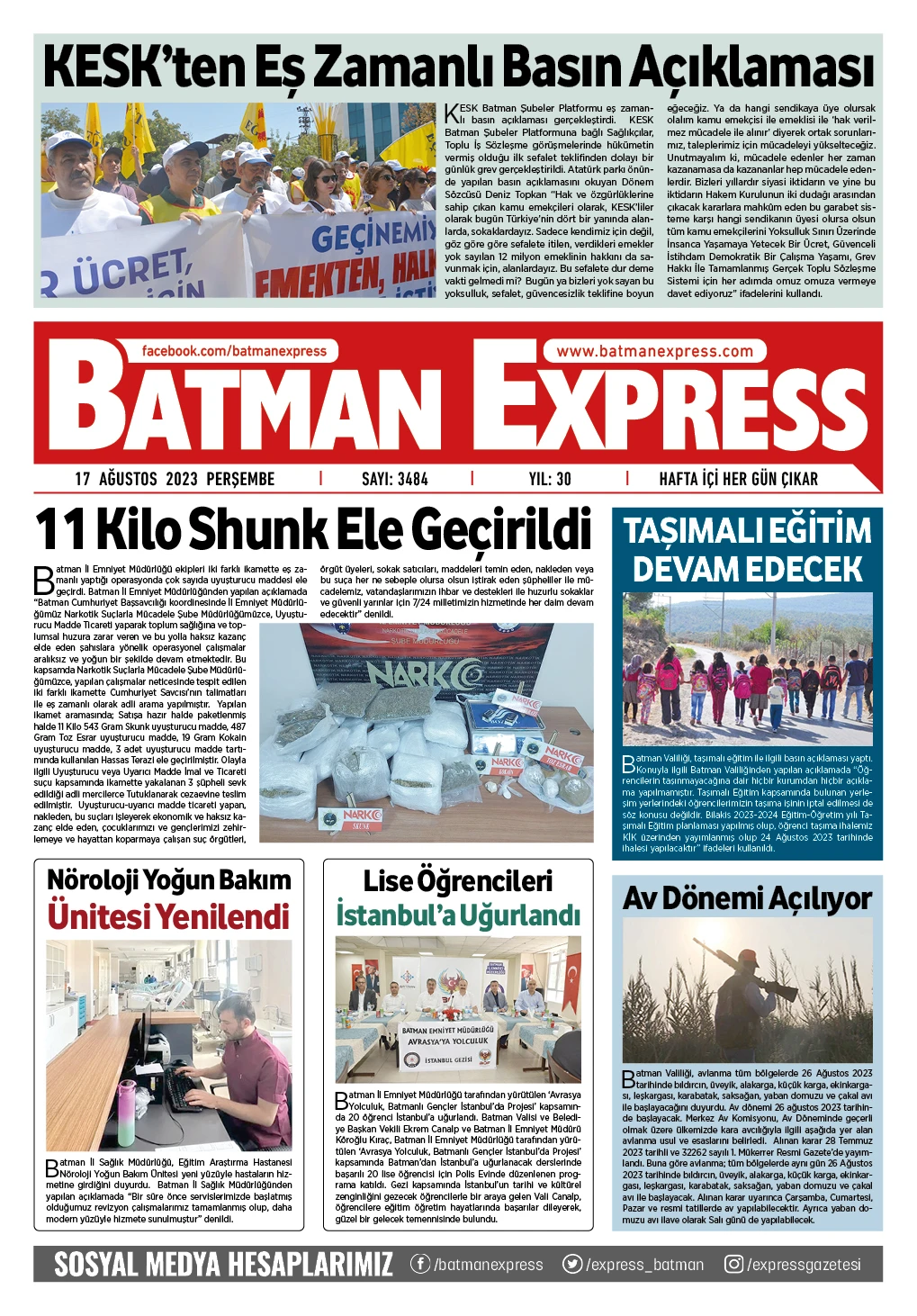 17 AĞUSTOS 2023 PERŞEMBE