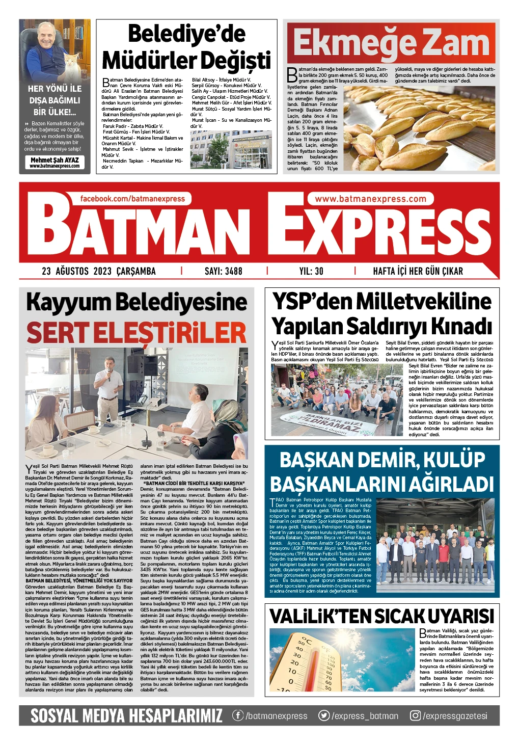 23 AĞUSTOS 2023 &Ccedil;ARŞAMBA