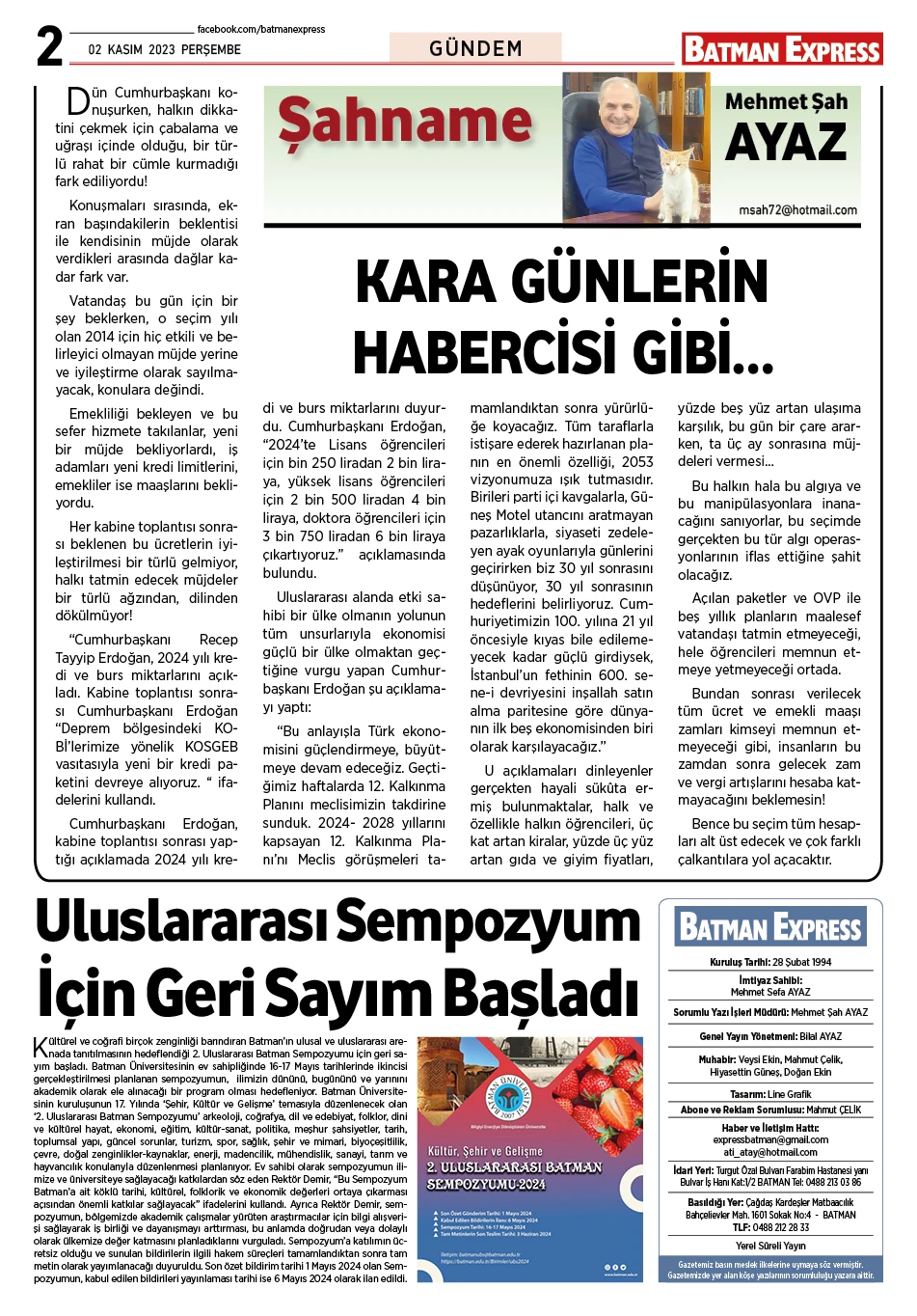 02 KASIM 2023 PERŞEMBE