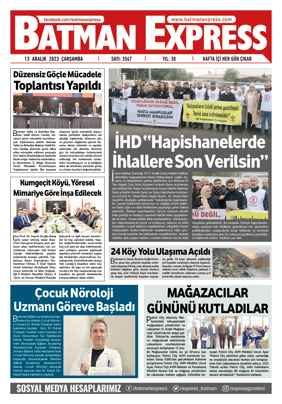 13 ARALIK 2023 &Ccedil;ARŞAMBA