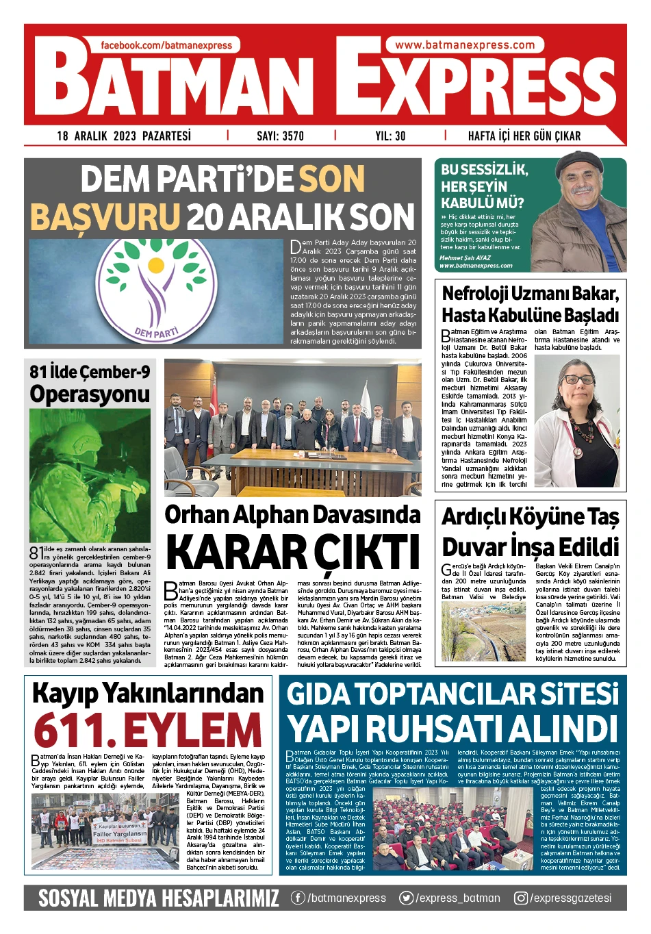 18 ARALIK 2023 PAZARTESİ