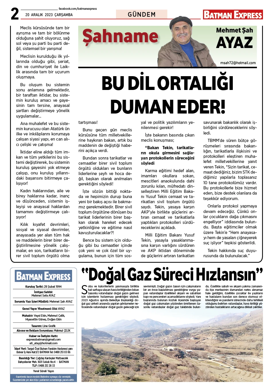 20 ARALIK 2023 ÇARŞAMBA