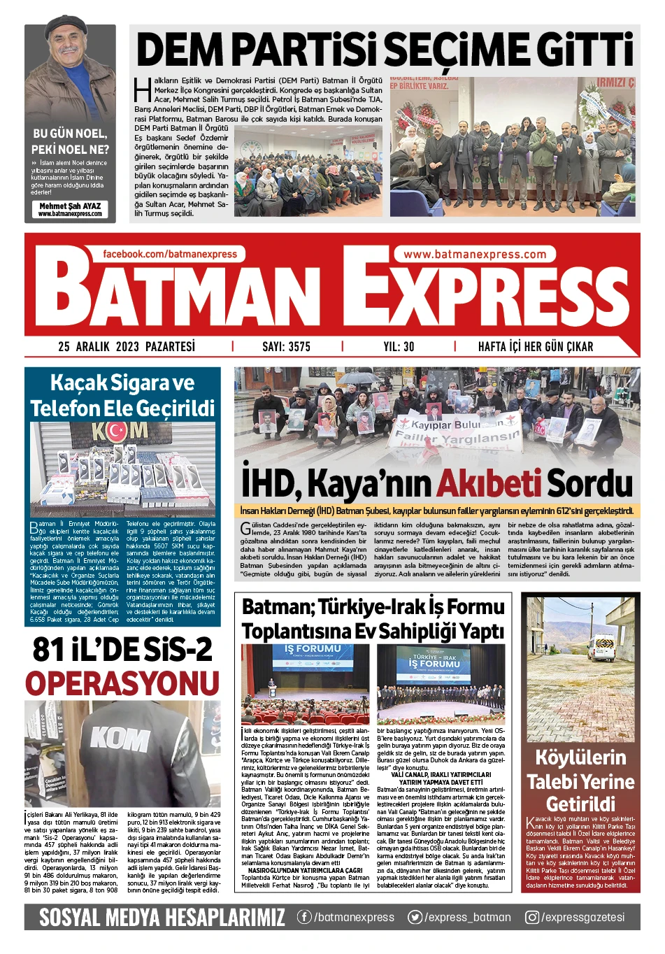 25 ARALIK 2023 PAZARTESİ